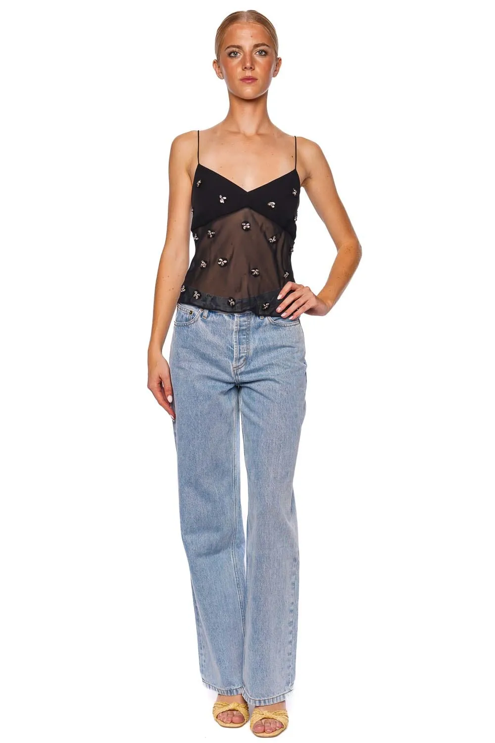 Demi Noir Embellished Silk Blouse