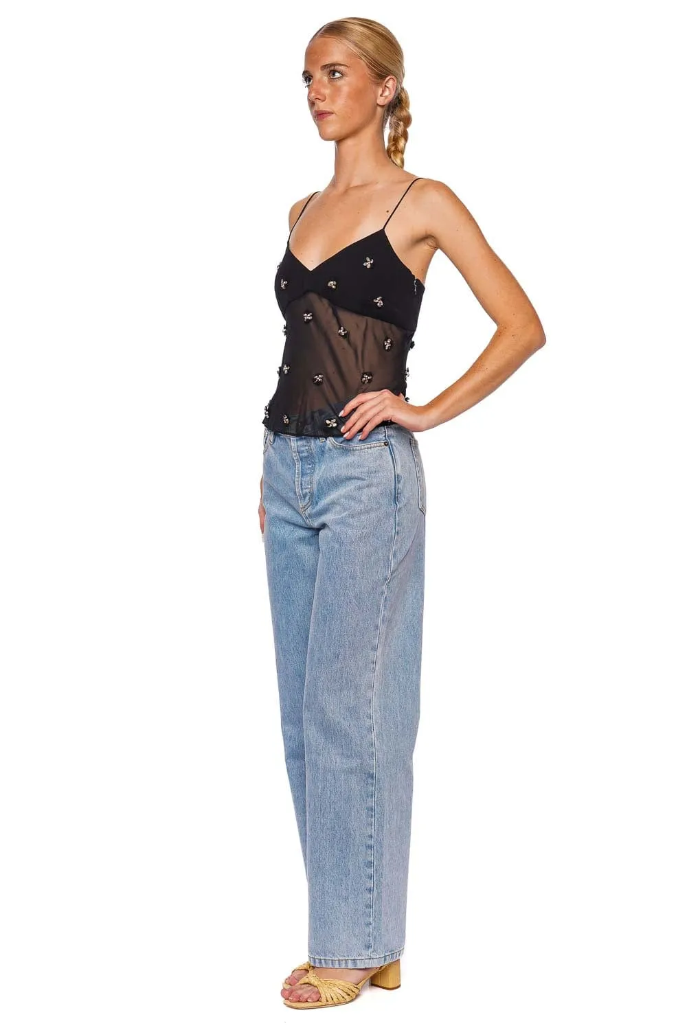 Demi Noir Embellished Silk Blouse
