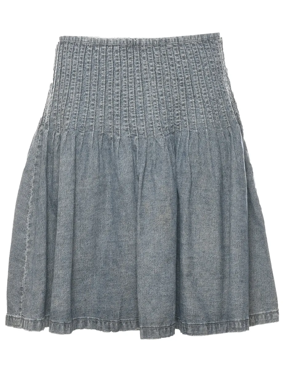 Denim Pleated Skirt - M