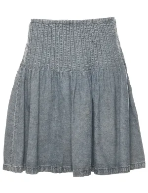 Denim Pleated Skirt - M