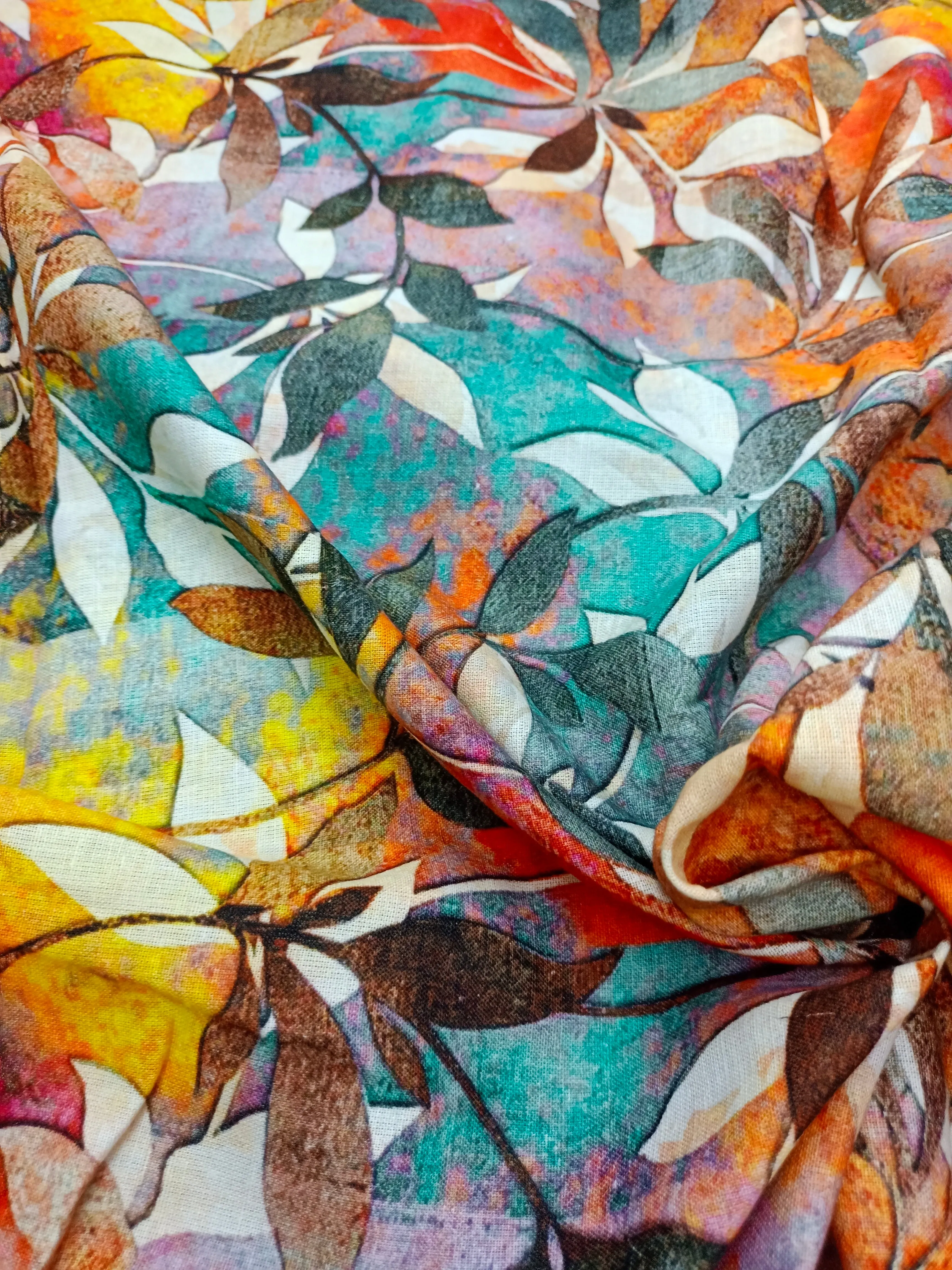 Digital Printed Linen Spun Cotton Soft Fabric