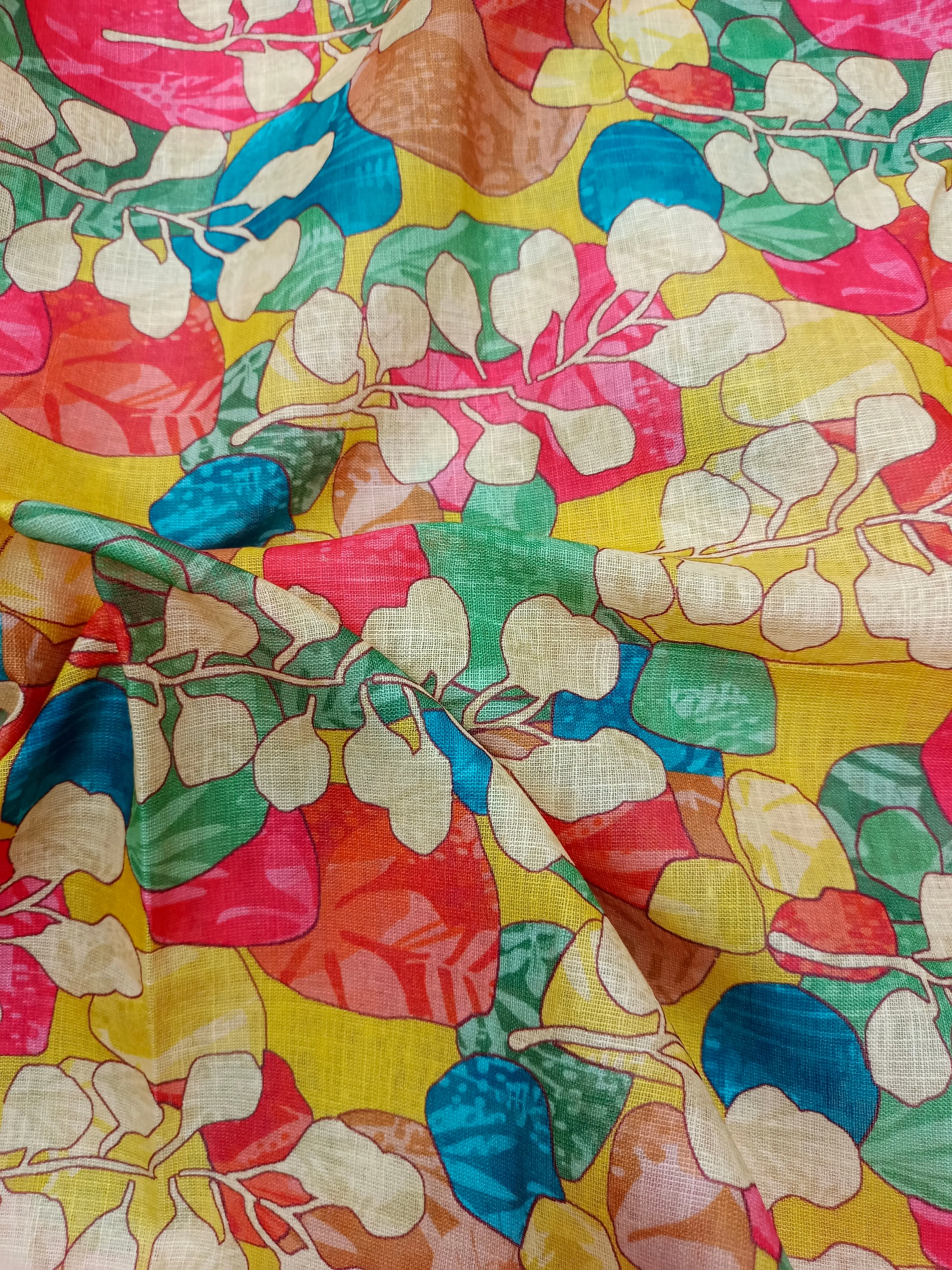Digital Printed Linen Spun Cotton Soft Fabric