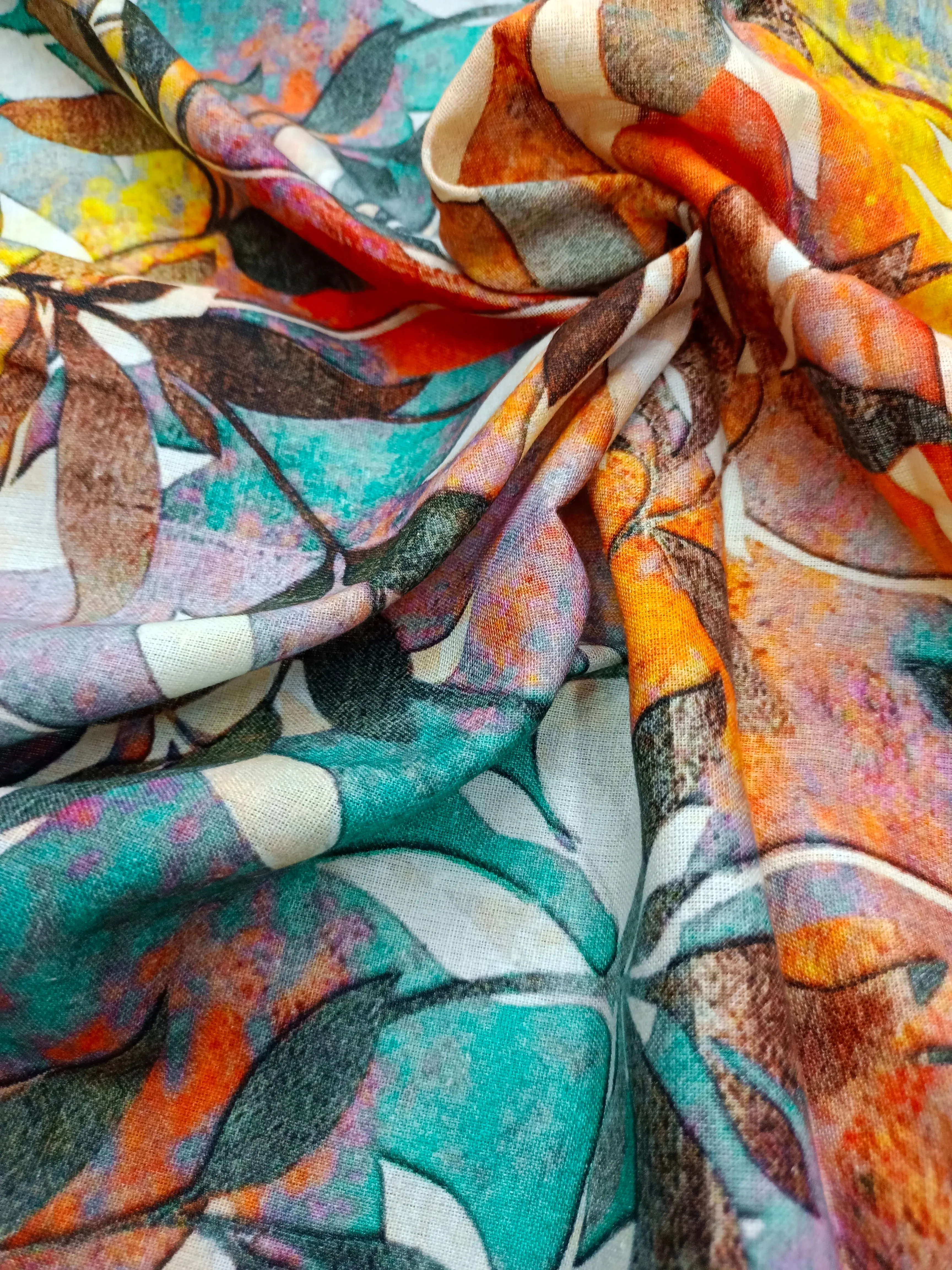 Digital Printed Linen Spun Cotton Soft Fabric
