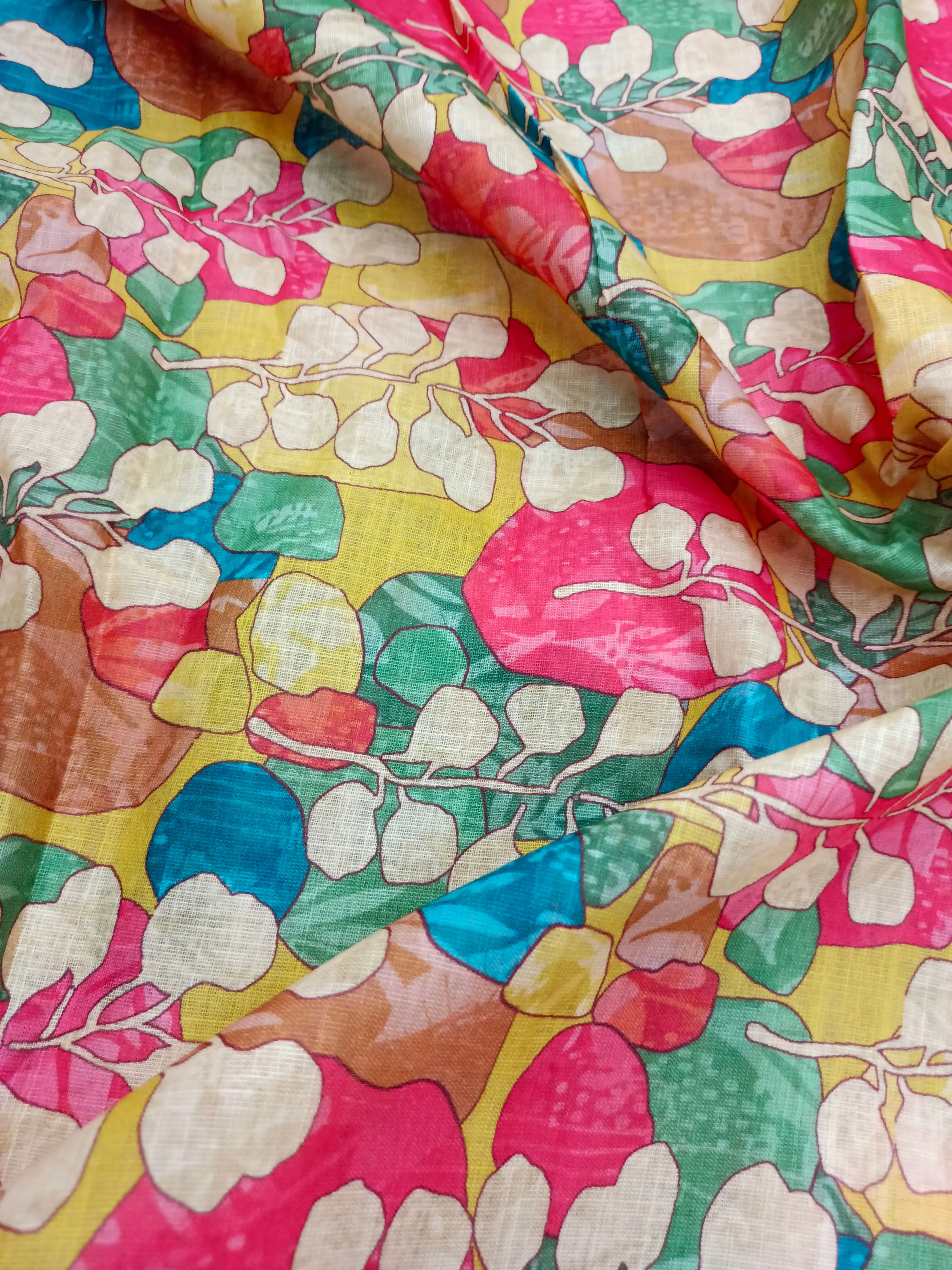 Digital Printed Linen Spun Cotton Soft Fabric