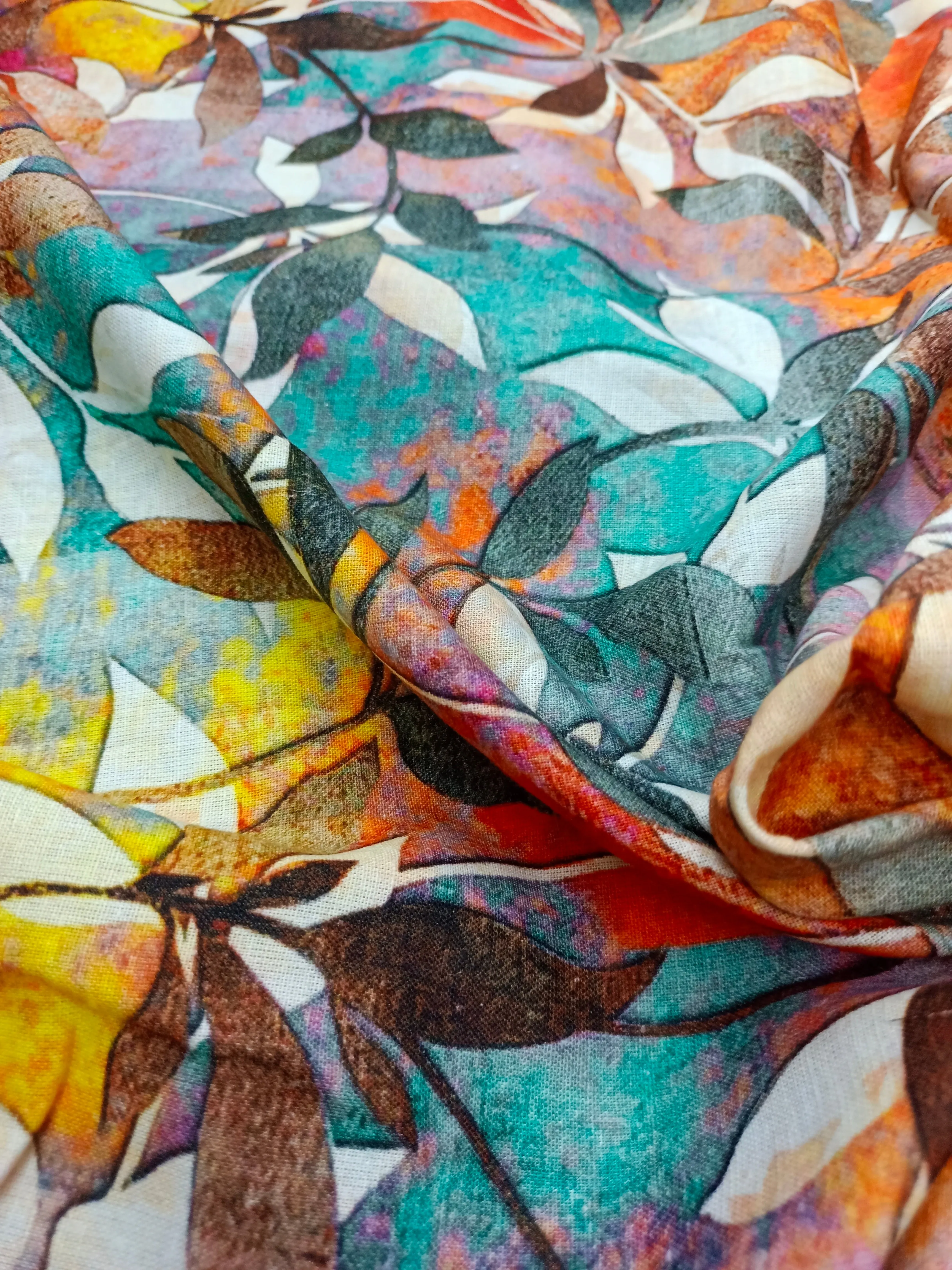 Digital Printed Linen Spun Cotton Soft Fabric