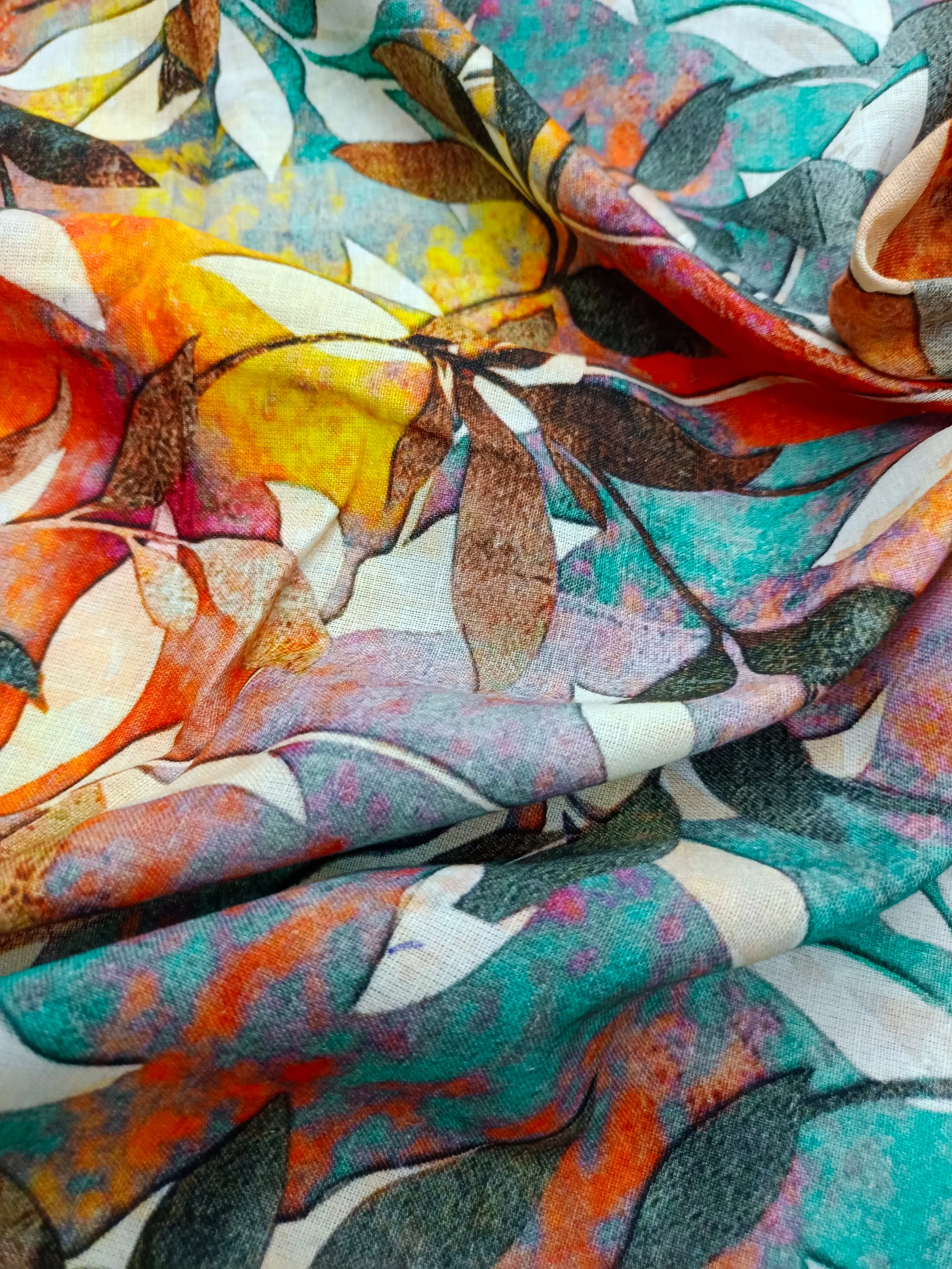 Digital Printed Linen Spun Cotton Soft Fabric