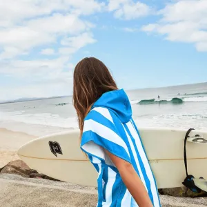 Dock & Bay Adult Poncho Hooded Towel | Cabana Collection | Bondi Blue M