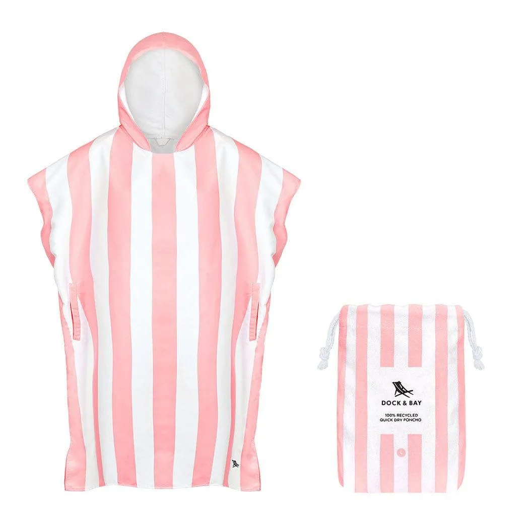 Dock & Bay Adult Poncho Hooded Towel | Cabana Collection | Malibu Pink S