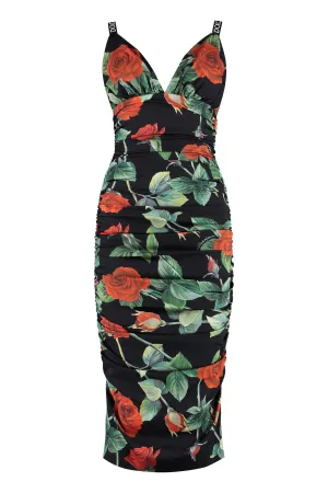 Draped silk sheath-dress