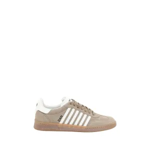 Dsquared2 Boxer Men Beige Sneakers Suede Leather Striped Athletic Trainer Shoes