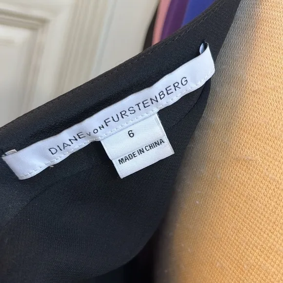 DVF Avery 100% Silk Long Sleeve Sheath Dress Color Block 6