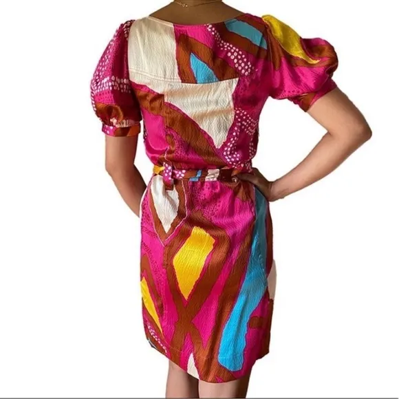 DVF Diane Von Furstenberg Margot Silk Belted Dress Size 0 Vibrant Multicolored