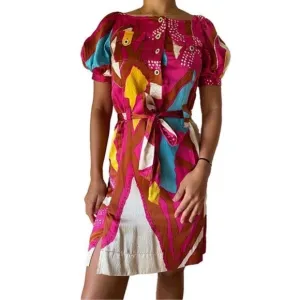 DVF Diane Von Furstenberg Margot Silk Belted Dress Size 0 Vibrant Multicolored