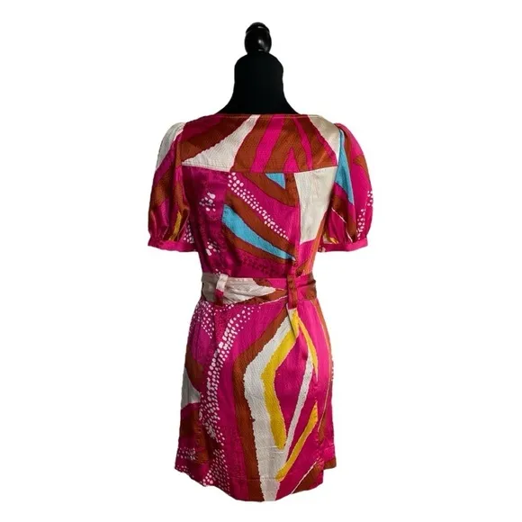 DVF Diane Von Furstenberg Margot Silk Belted Dress Size 0 Vibrant Multicolored