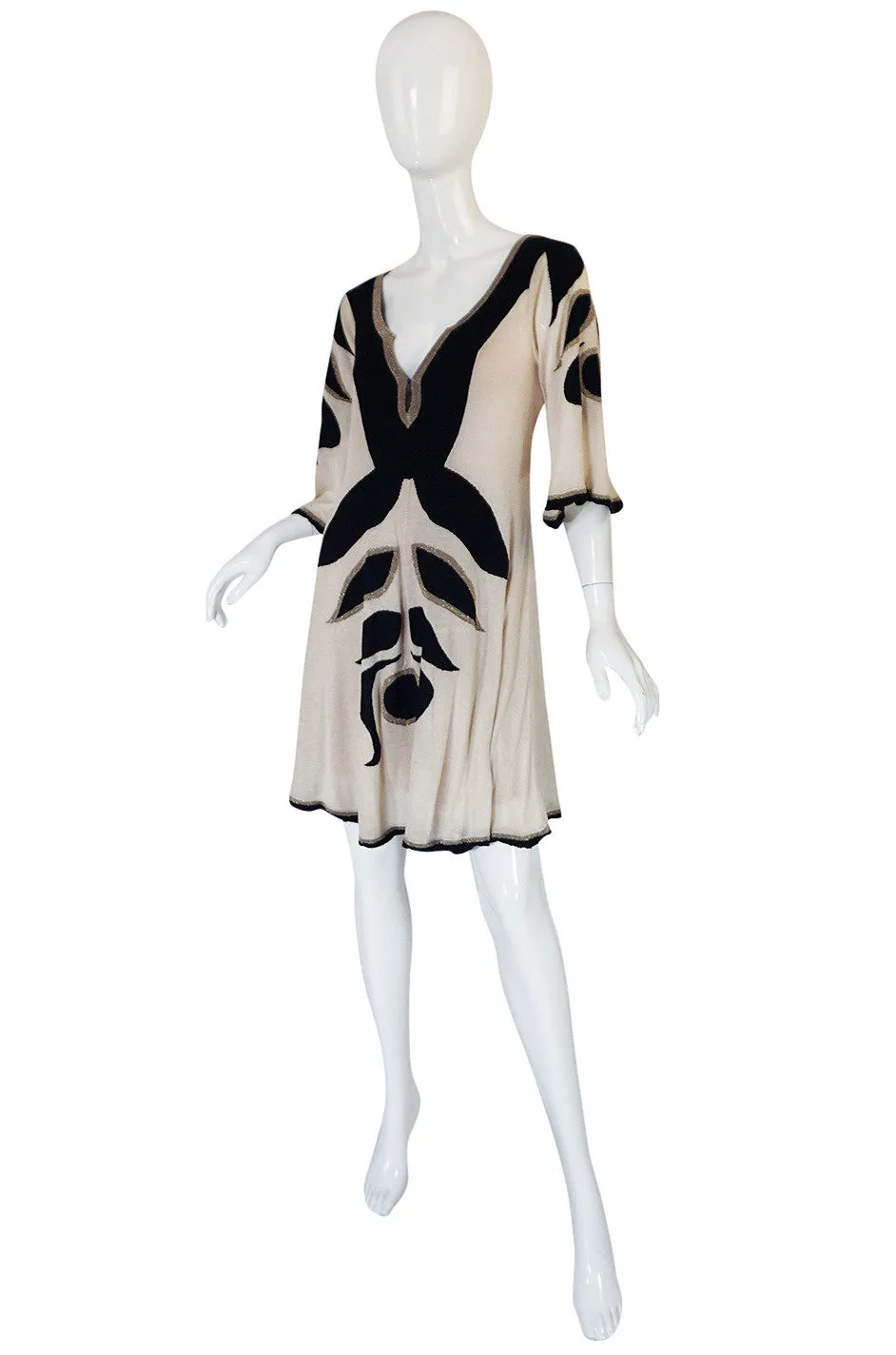 Early 2000s Alice Temperly Silk Knit Plunging Dress