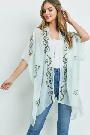 EASTERN EMBROIDERED KIMONO GREEN/1PC
