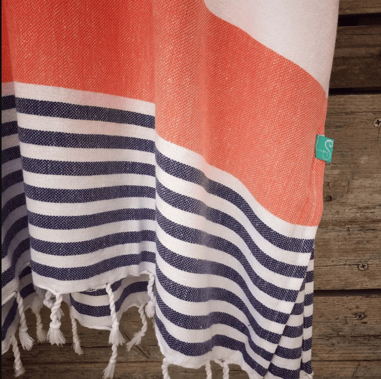 Ebb Tide Womens Shortie Poncho - Coral/Navy. or Olive/Orange