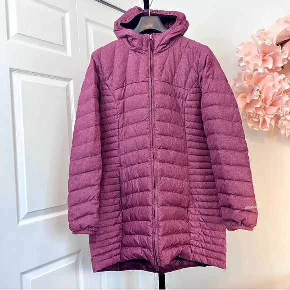 Eddie Bauer Classic Lightweight Down Parka Puffer Coat - Purple - Large