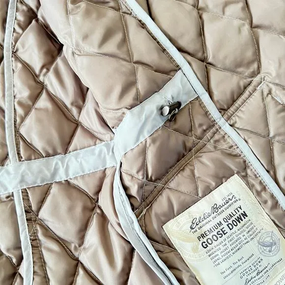 EDDIE BAUER Quilted Goose Down Puffer Gray Barn Chore Coat Womens M