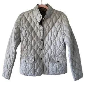 EDDIE BAUER Quilted Goose Down Puffer Gray Barn Chore Coat Womens M