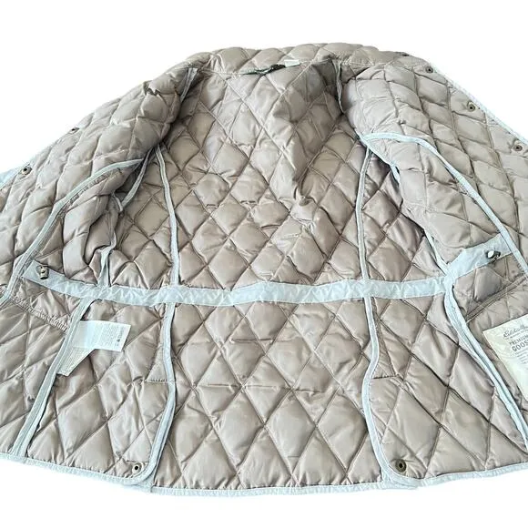EDDIE BAUER Quilted Goose Down Puffer Gray Barn Chore Coat Womens M