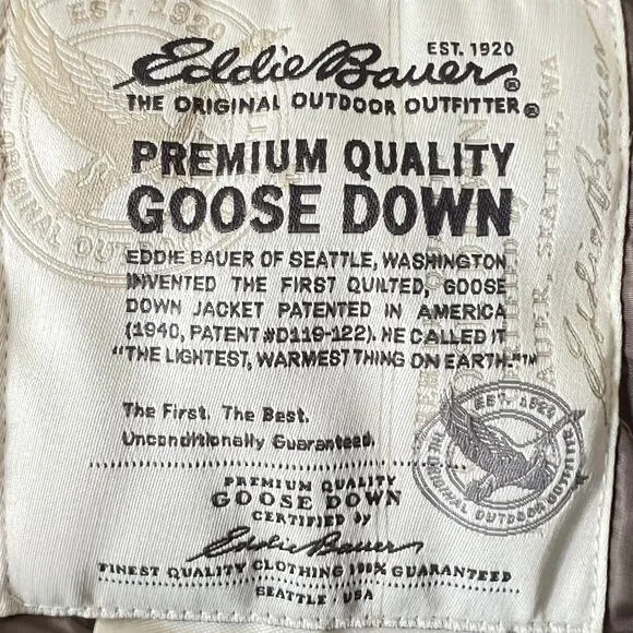 EDDIE BAUER Quilted Goose Down Puffer Gray Barn Chore Coat Womens M