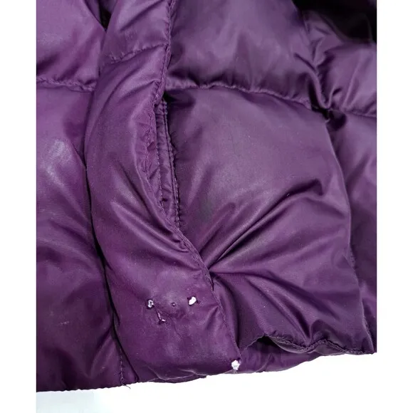 Eddie Bauer Womens XL Coat Puffer Long Jacket Goose Down Parka Fur Hooded Purple