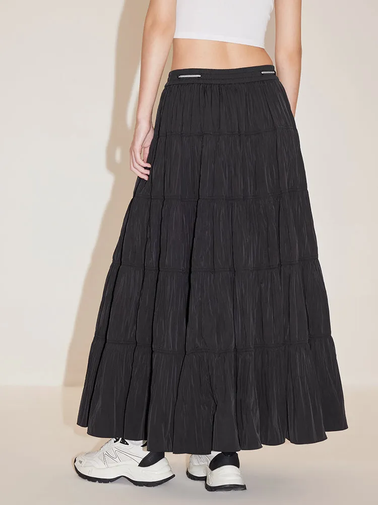 Elastic Waist Paneled Skirt