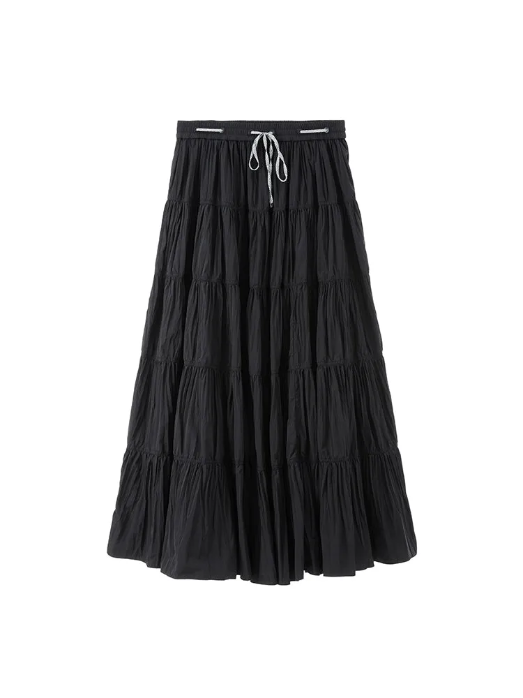 Elastic Waist Paneled Skirt