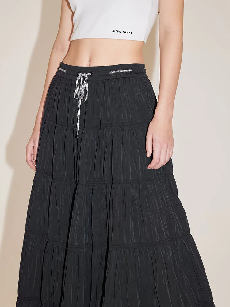 Elastic Waist Paneled Skirt