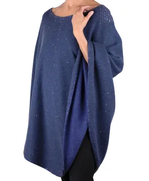 'Electric Indigo' Heavy Weight Epaulette Poncho- size L