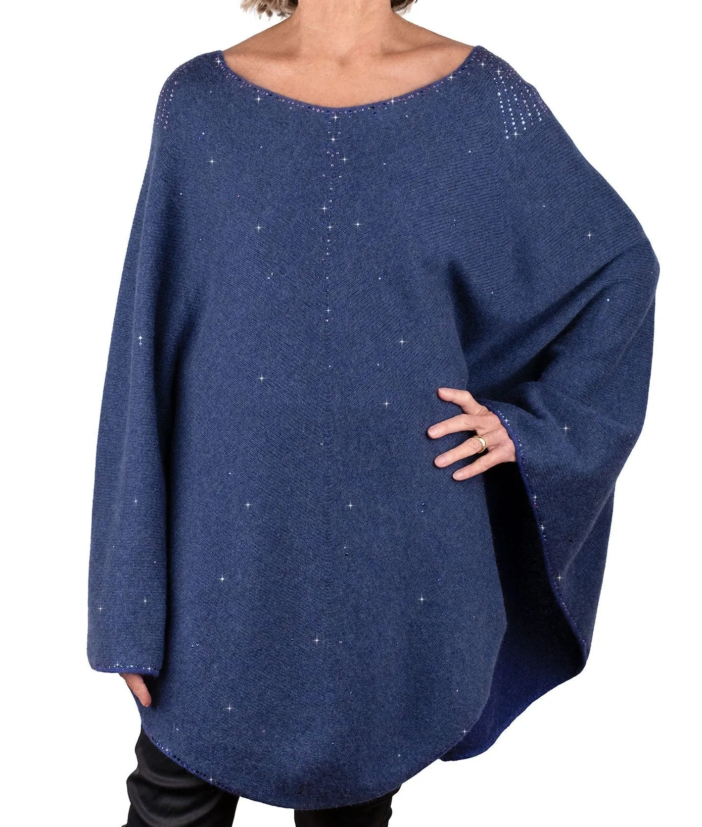 'Electric Indigo' Heavy Weight Epaulette Poncho- size L