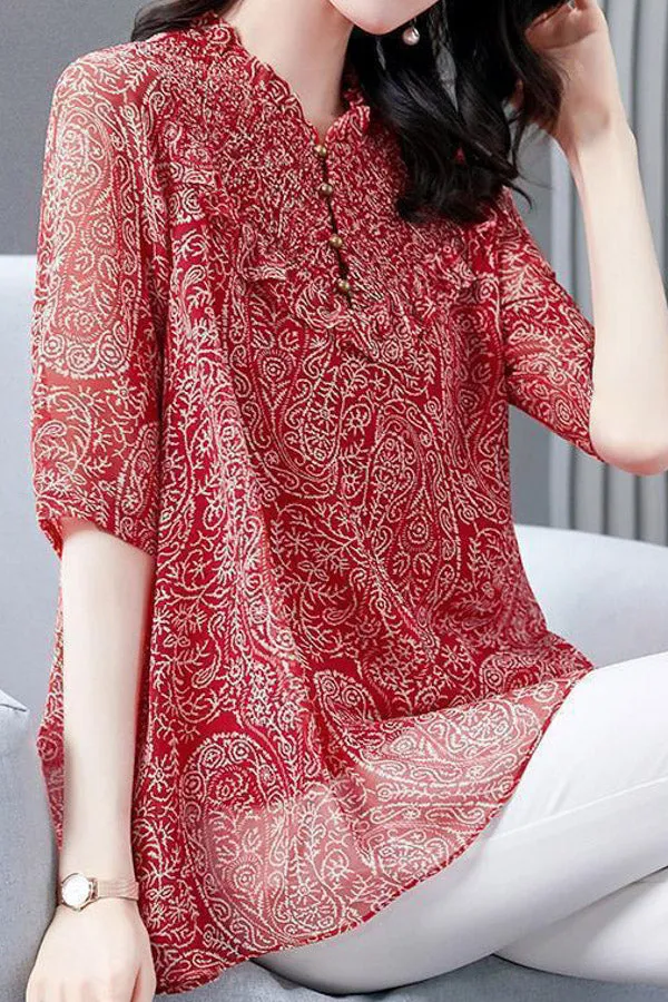 Elegant Chiffon Printed Blouse