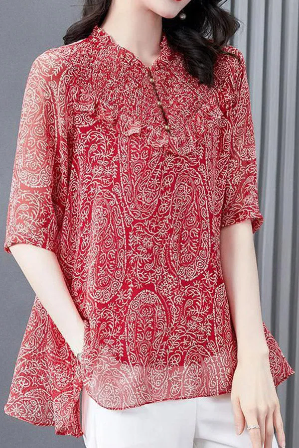 Elegant Chiffon Printed Blouse