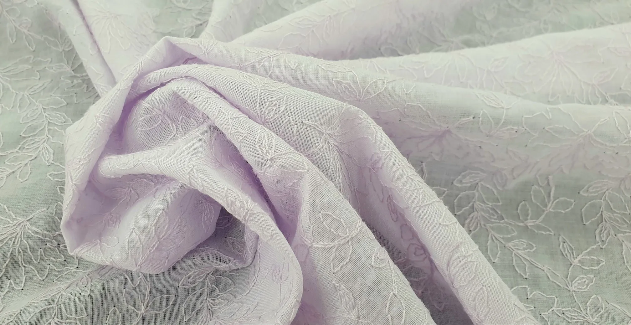 Embroidered Cotton Lilac Floral