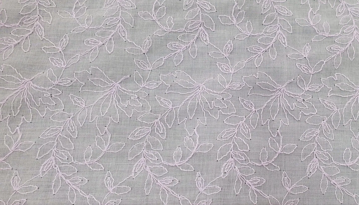 Embroidered Cotton Lilac Floral