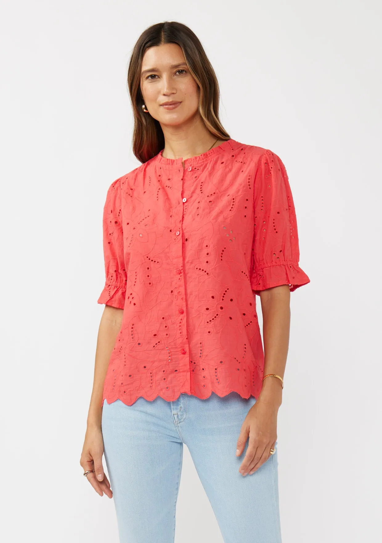 Embroidered Eyelet Cotton Summer Top