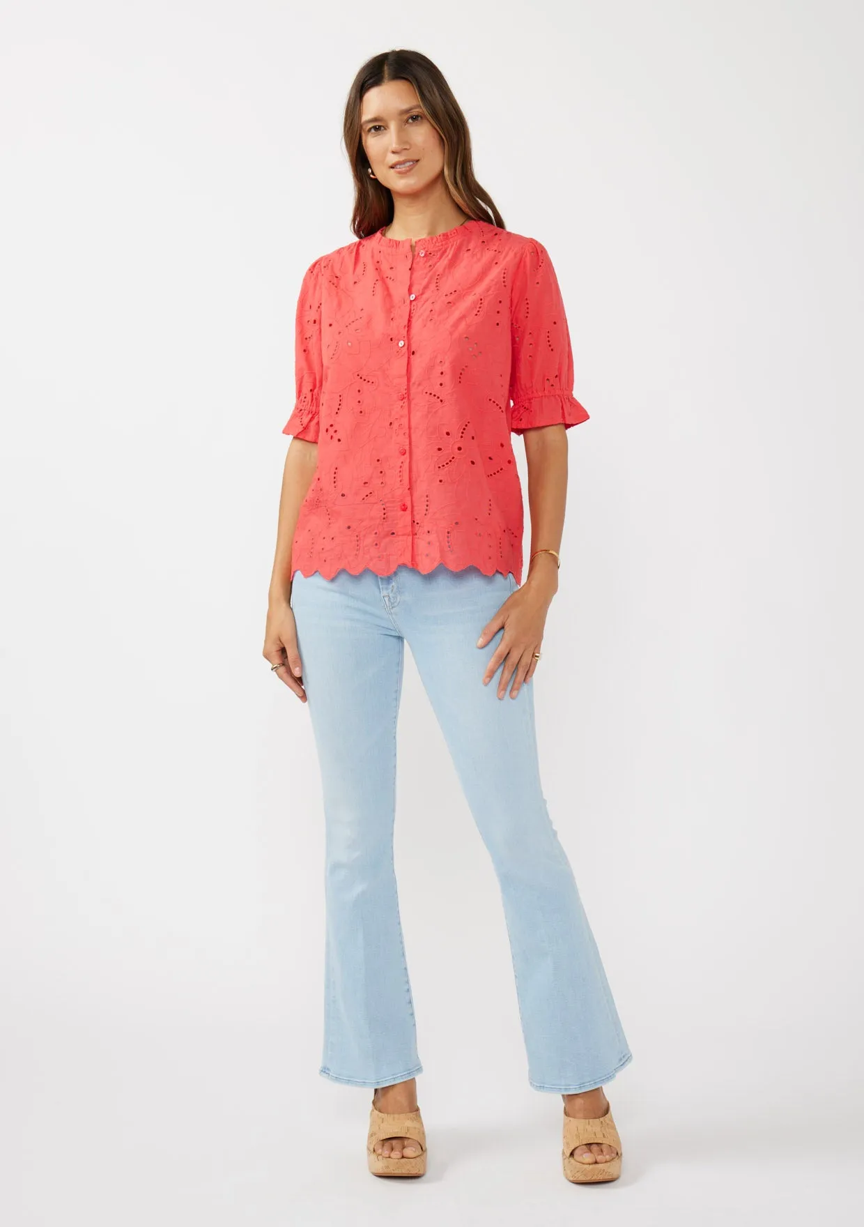 Embroidered Eyelet Cotton Summer Top