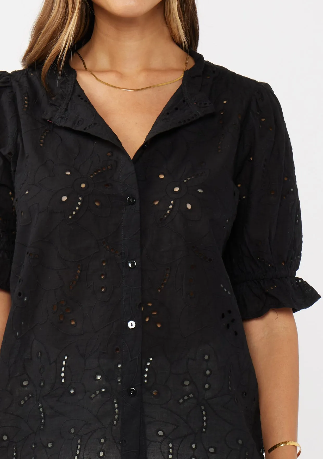 Embroidered Eyelet Cotton Summer Top