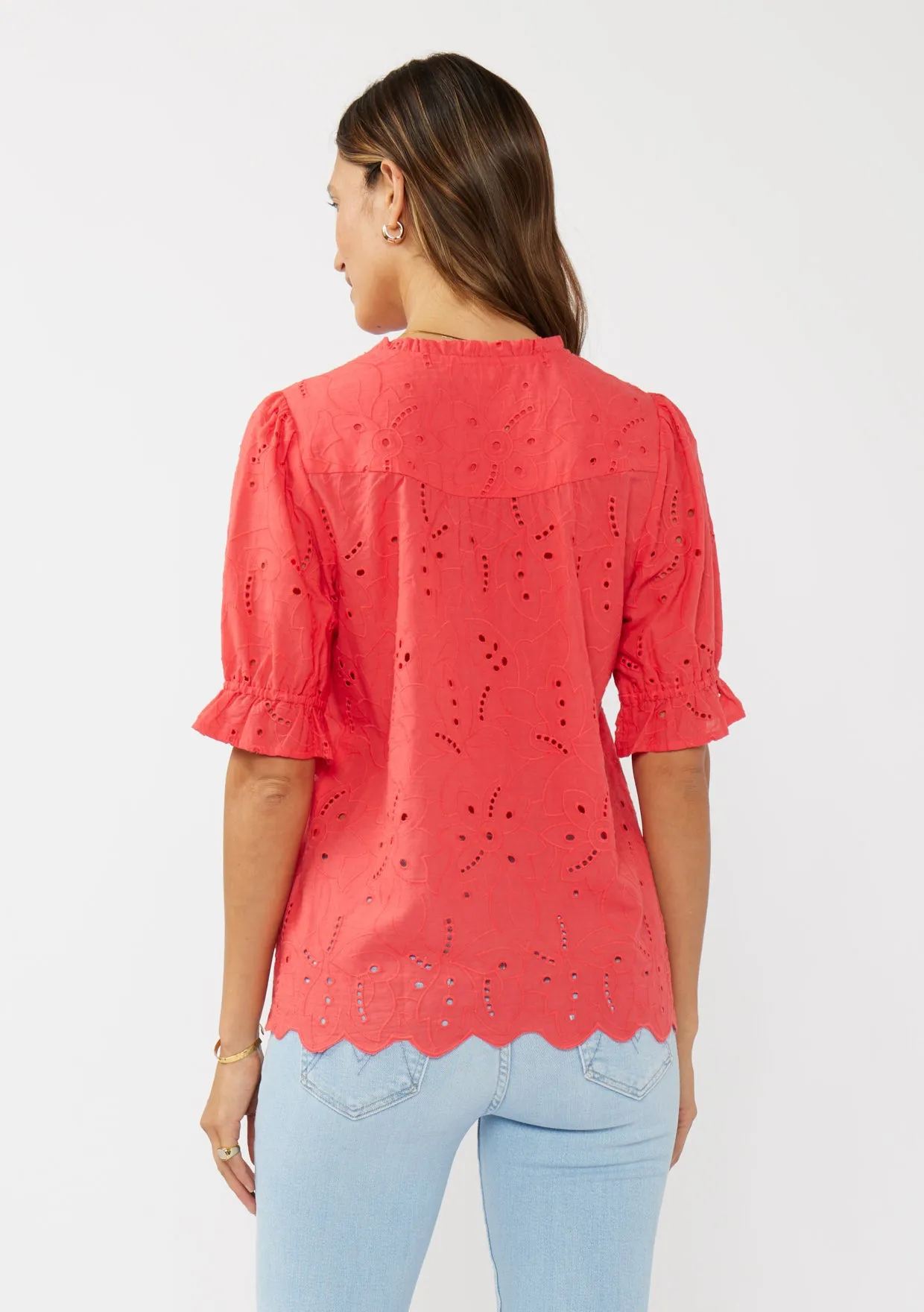 Embroidered Eyelet Cotton Summer Top