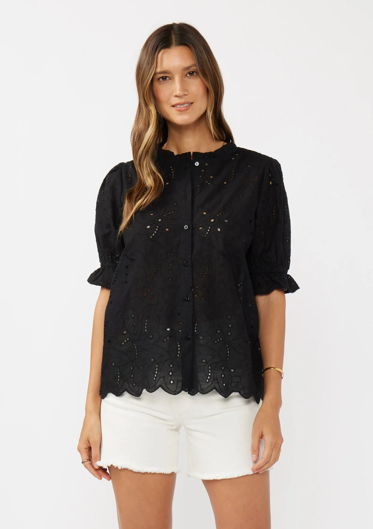 Embroidered Eyelet Cotton Summer Top