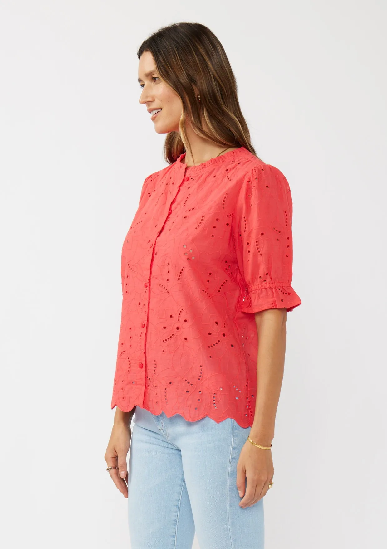 Embroidered Eyelet Cotton Summer Top