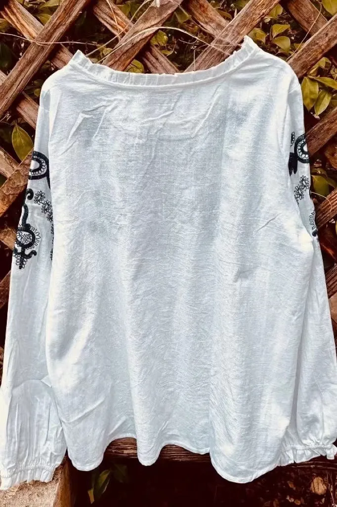 Embroidery Cozy Cotton Blouse