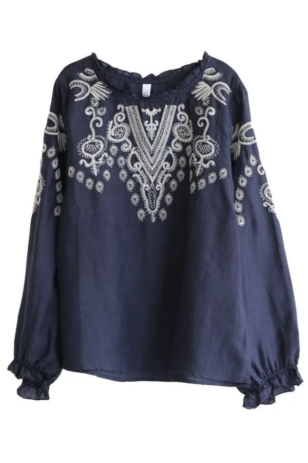 Embroidery Cozy Cotton Blouse