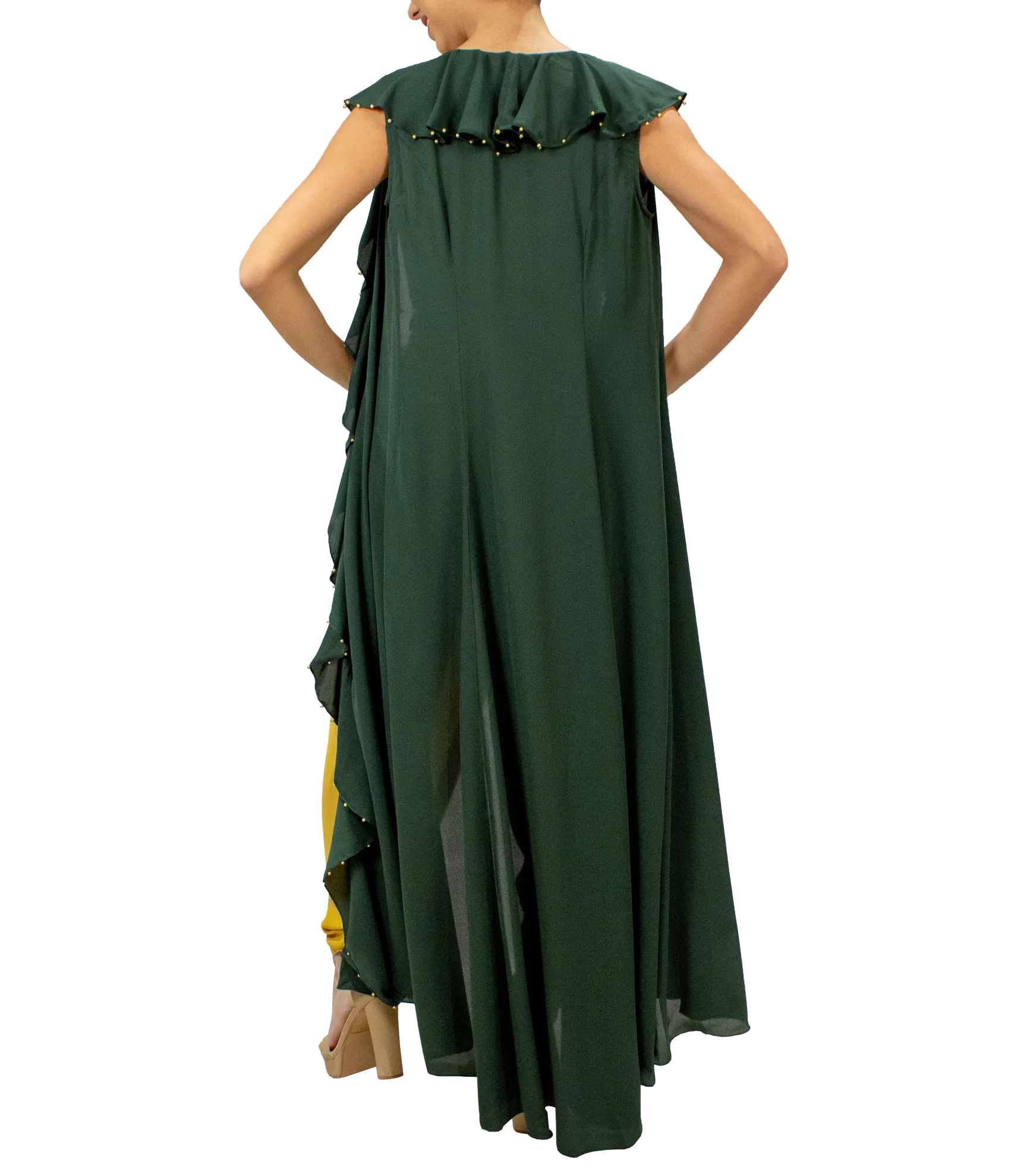 Emerald Green and Mustard Dhoti style