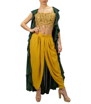 Emerald Green and Mustard Dhoti style