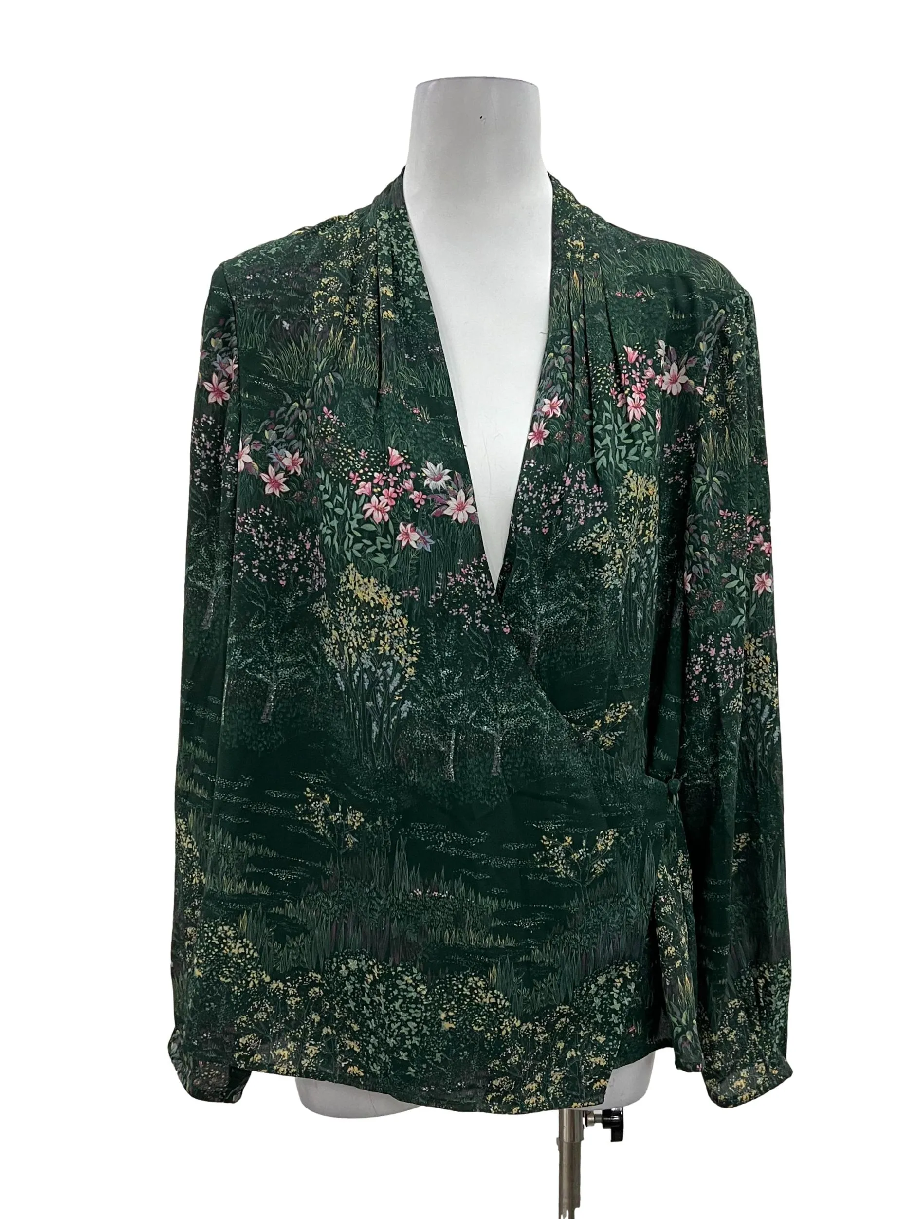 Emerald Printed Wrap Top