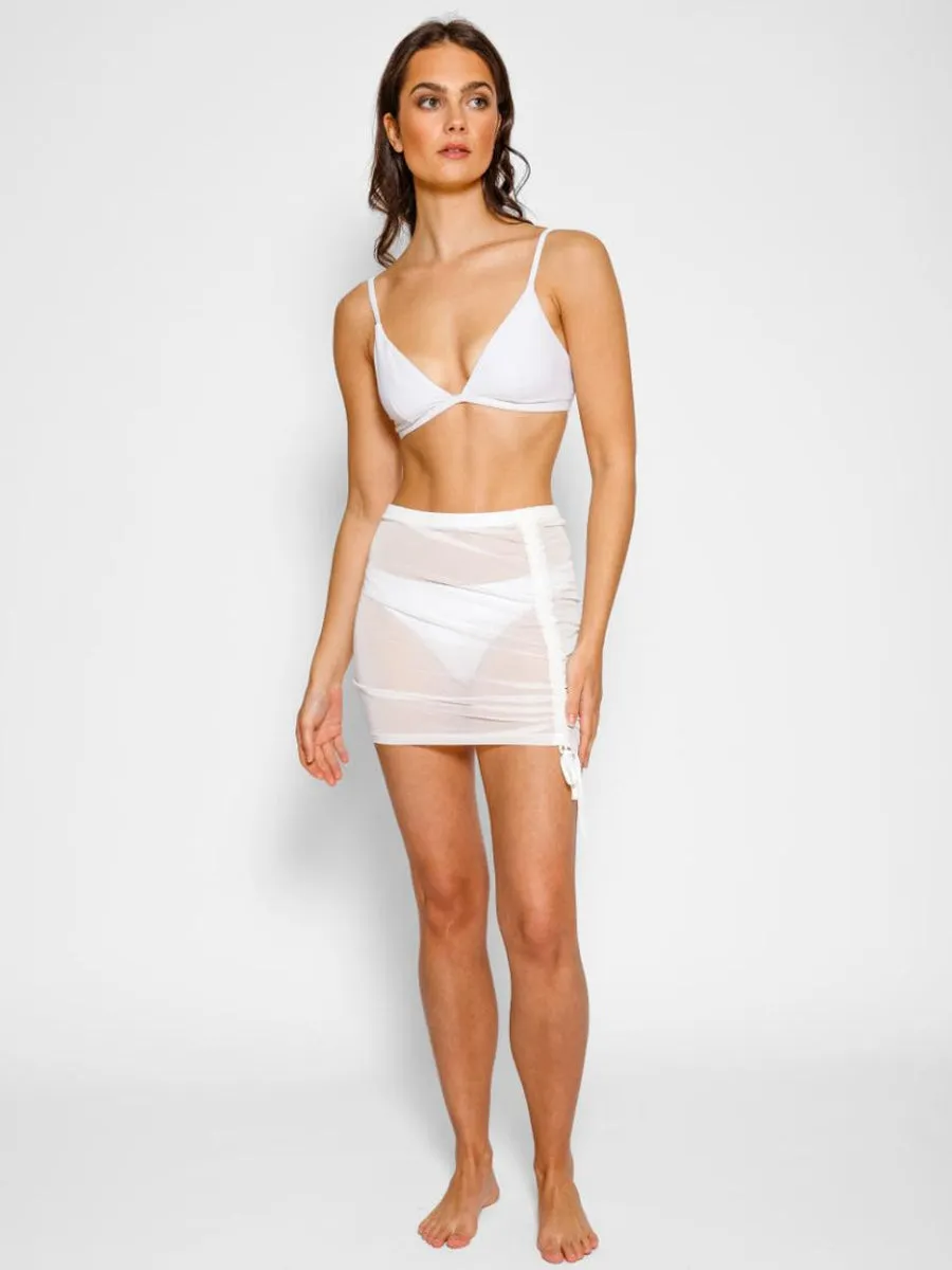 Escape Mesh Skirt In White