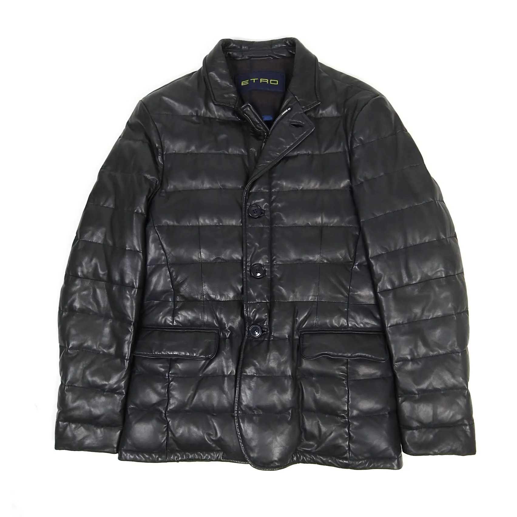 Etro Leather Padded Jacket Black Medium