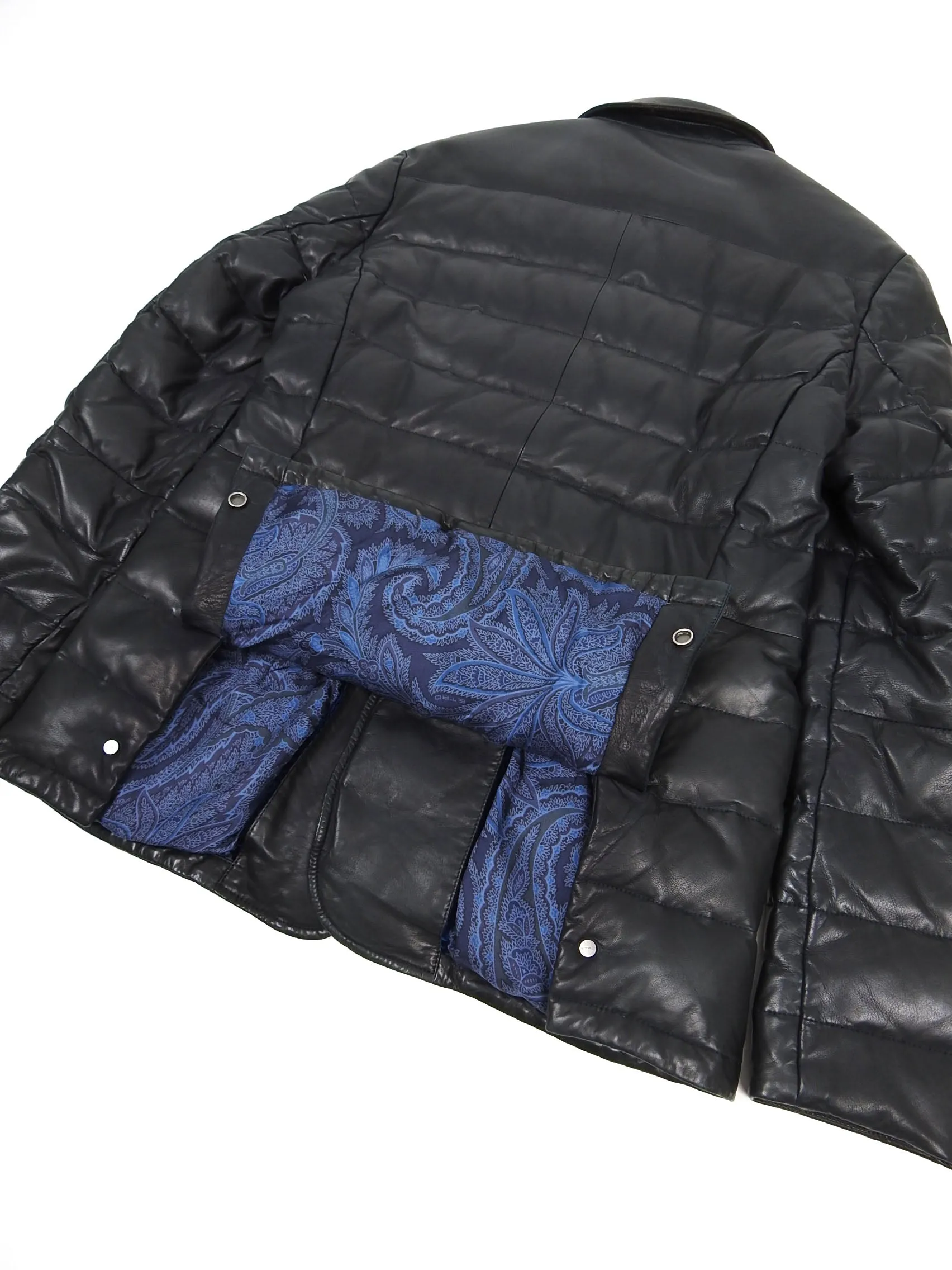 Etro Leather Padded Jacket Black Medium